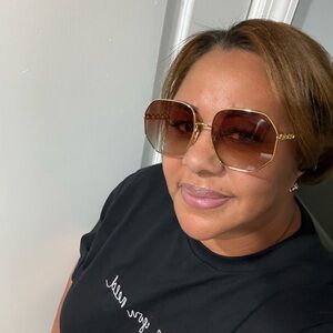 Gold Frame Brown Lens Women's Oversized Sunglasses